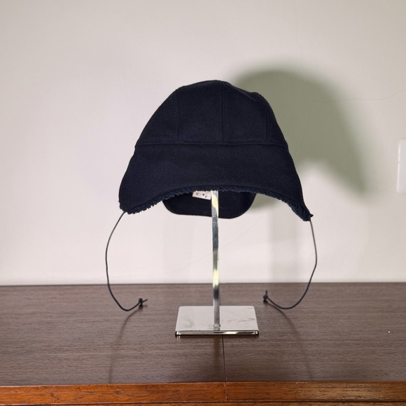 Patagonia Trapper Recycled Wool Ear Flap Baseball Winter Sherpa Tie Cap Navy L - Picture 7 of 9